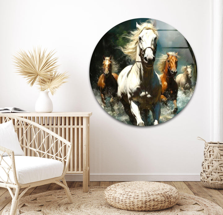 Horses Running Glass Wall Art picture on glass wall art, photos printed on glass