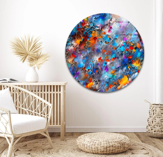 A tranquil watercolor abstract glass wall artwork presents a serene, vibrant, and still scene.