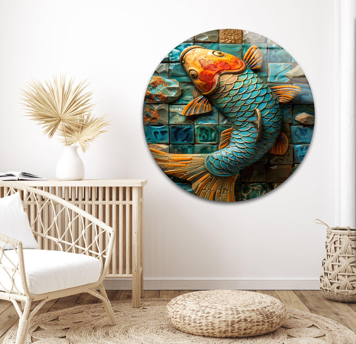 Mosaic Fish Glass Wall Art large glass photo prints, glass wall photos