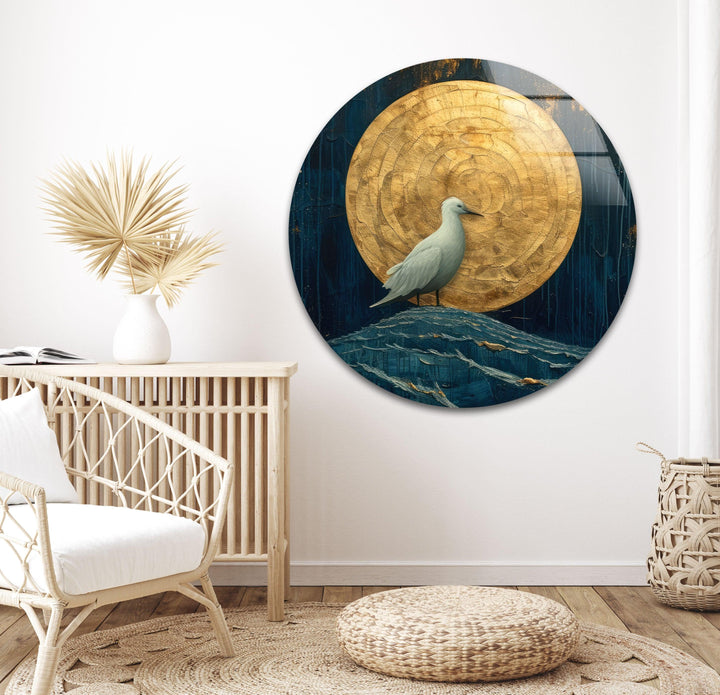 White Bird In The Moonlight Glass Wall Artwork & Cool Decor