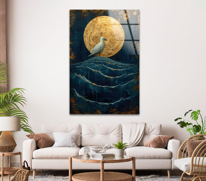White Bird In The Moonlight Tempered Glass Art & Cool Abstract