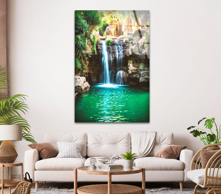 Waterfall Pool Glass Wall Art stained glass wall art, stained glass wall decor
