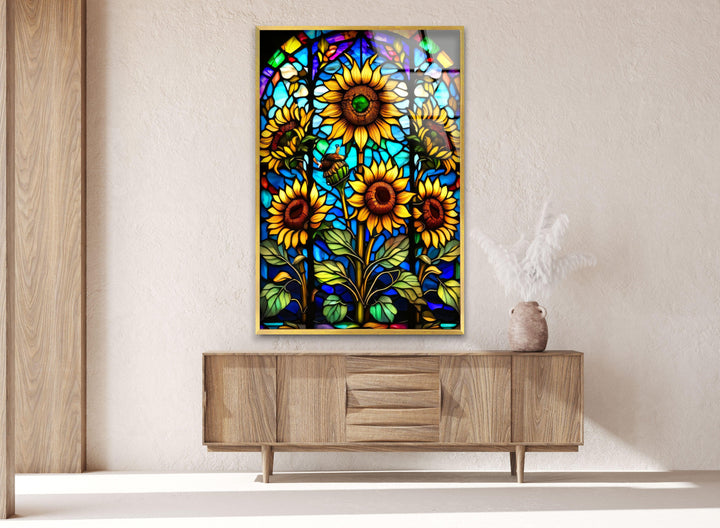 Sunflowers Stained Glass Wall Art, glass pictures for Wall, glass prints wall art