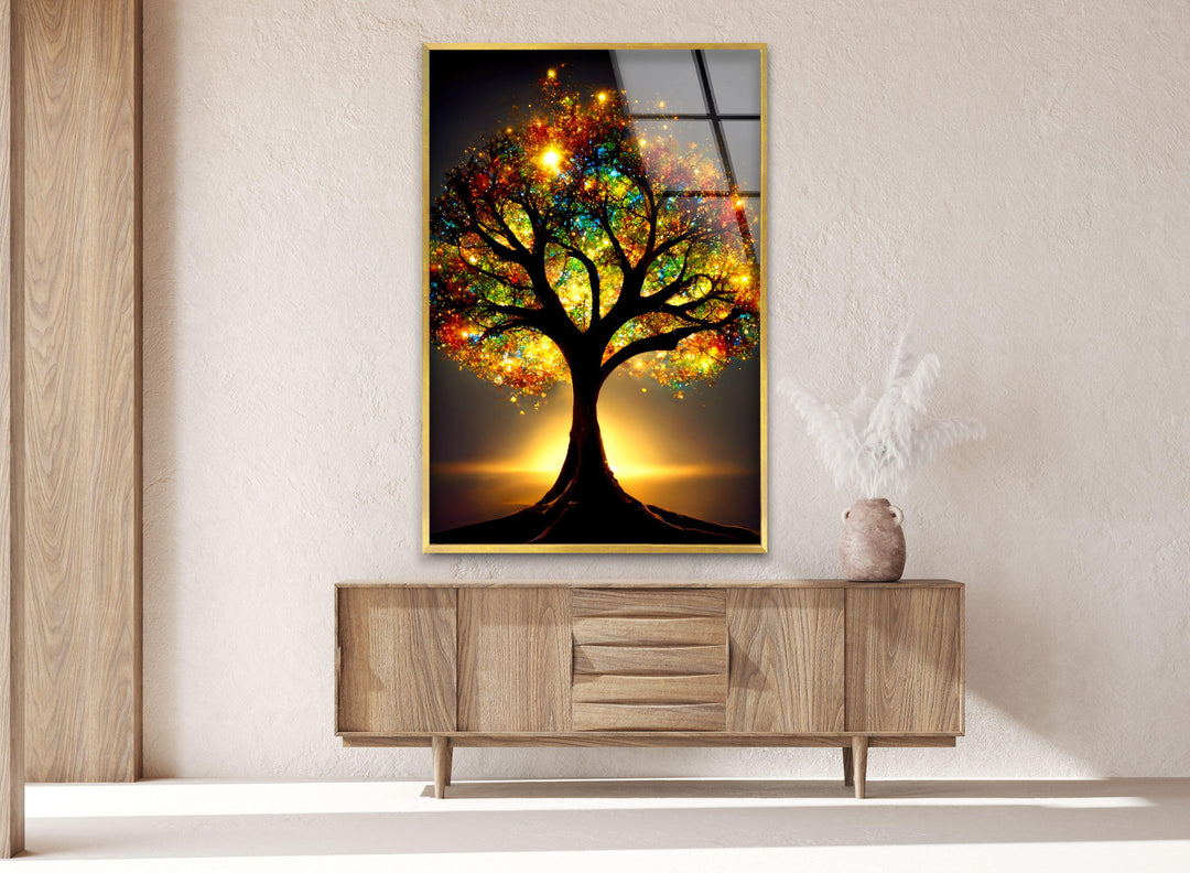 Glowing Tree Of Life Glass Wall Art, Glass Printing Wall Art, Print photos on glass