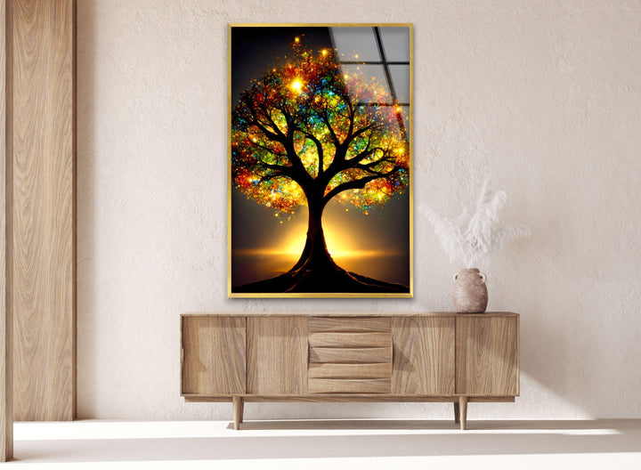 Glowing Tree Of Life Glass Wall Art, Glass Printing Wall Art, Print photos on glass
