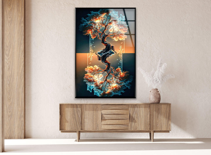Cosmic Bright Tree Glass Wall Art, glass image printing, glass prints from photos