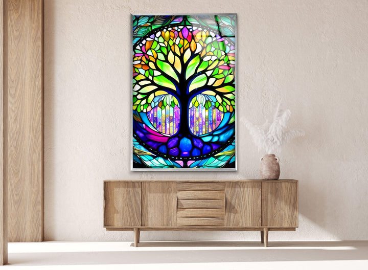 Stained Life Of Tree Glass Wall Art, glass pictures for Wall, glass prints wall art