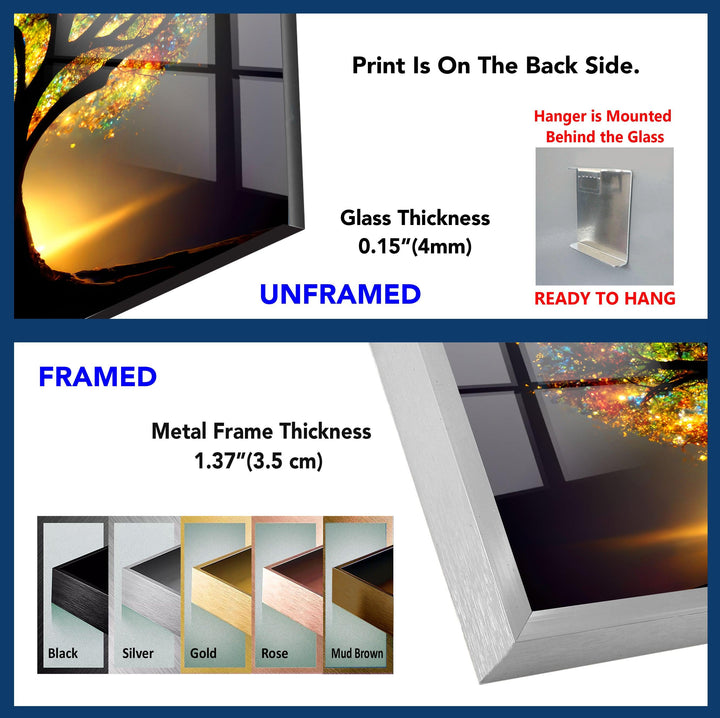 Glowing Tree Of Life Glass Wall Art, large glass photo prints, glass wall photos