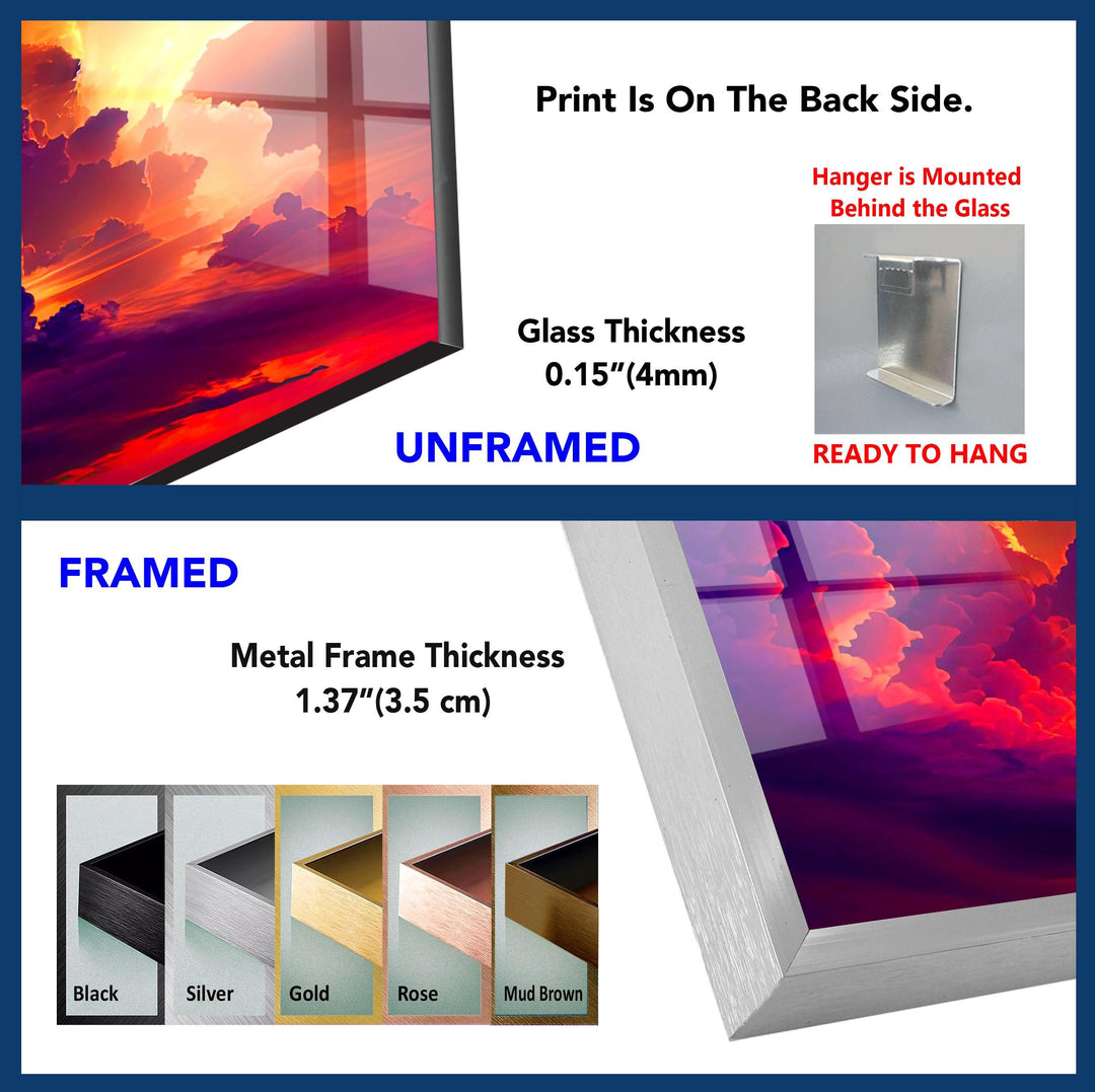 Feuriger Himmelssturm: Eine atemberaubende abstrakte Wolkenlandschaft als Wandbild aus Glas