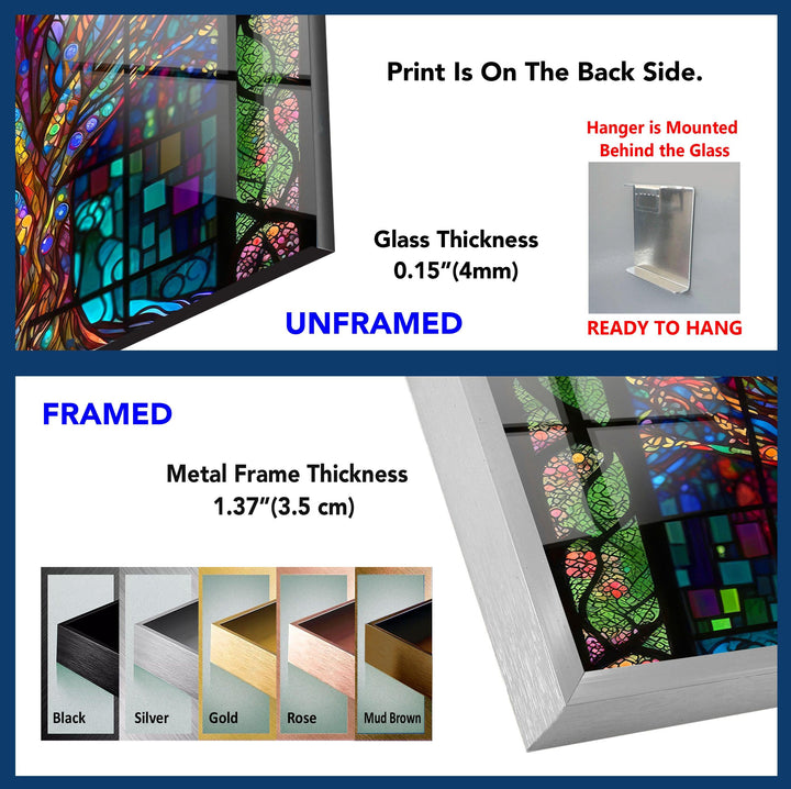Stained Magic Tree Glass Wall Art, custom glass pictures, glass art prints
