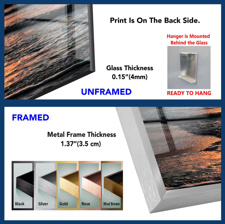 Golden Sunset Beach: A Tranquil Coastal Landscape Glass Wall Art