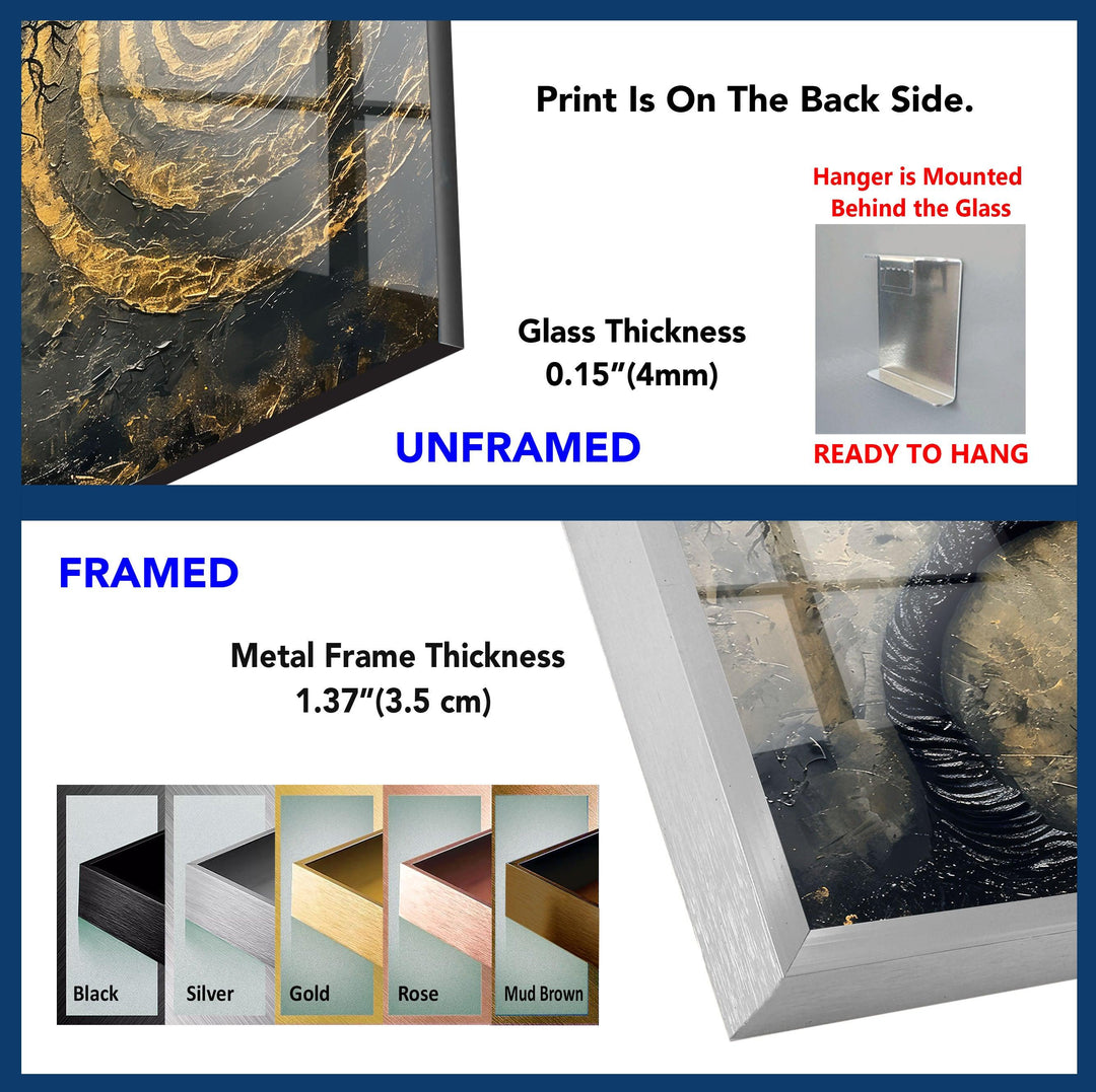 Golden Vortex and Tree Glass Wall Art