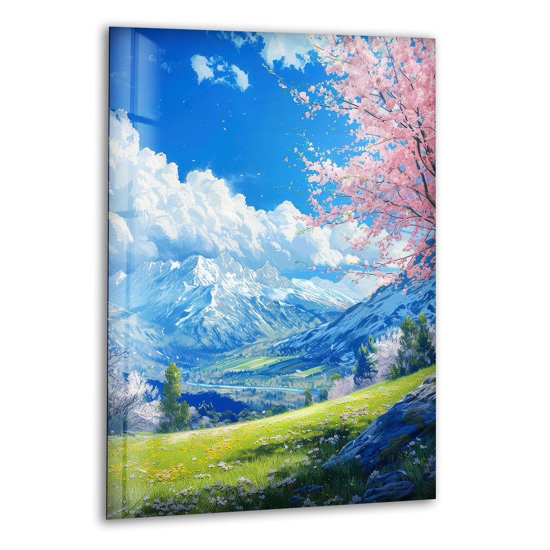 "Bring the captivating beauty of nature into your home! This modern mountain landscape glass wall art adds elegance to any space."

