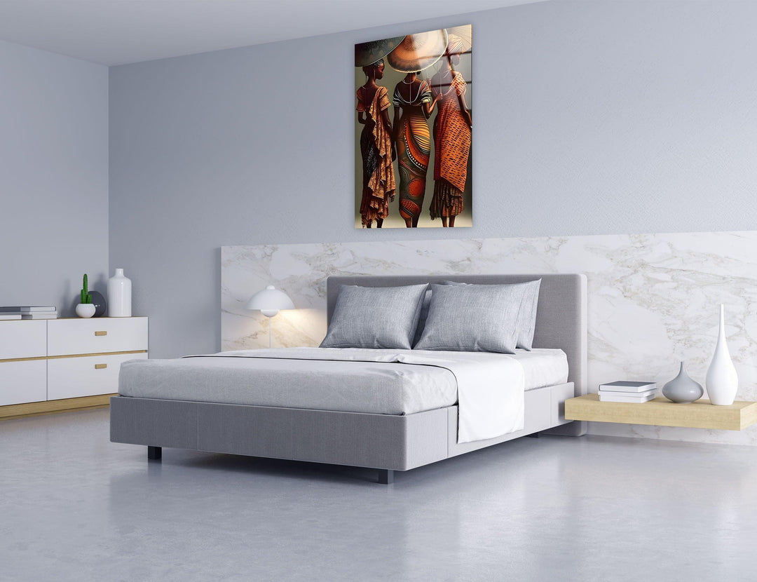 African Womans with Umbrella Glass Wall Art glass image printing, glass prints from photos
