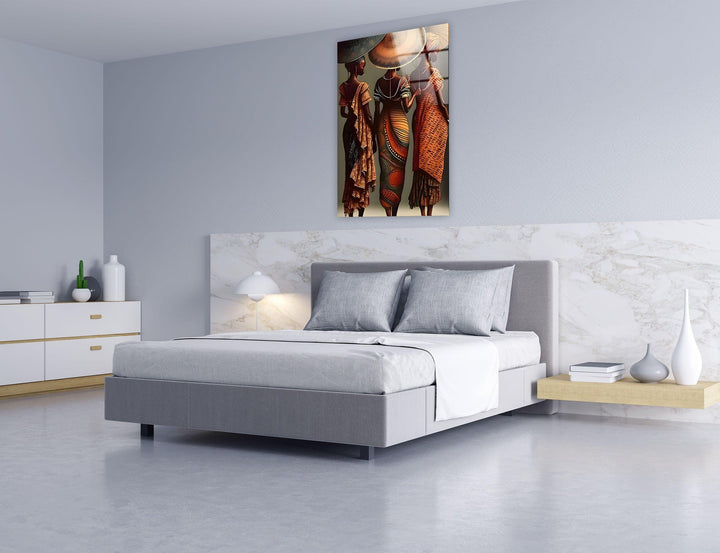 African Womans with Umbrella Glass Wall Art glass image printing, glass prints from photos
