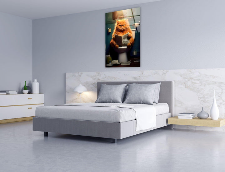 Orange Cat Reading Glass Wall Art art glass wall art, glass wall art pictures
