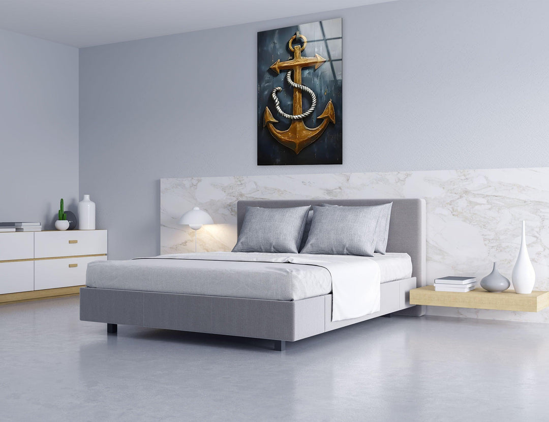 Ship Anchor & Rope Glass Wall Art art glass wall art, glass wall art pictures
