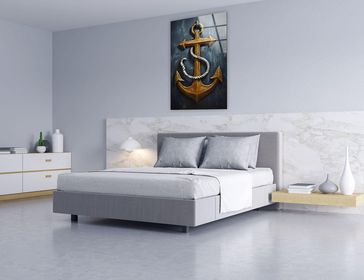 Ship Anchor & Rope Glass Wall Art art glass wall art, glass wall art pictures
