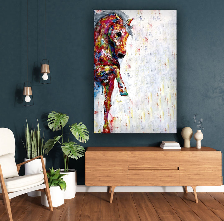 Colored Horse Glass Wall Art glass photo prints, glass picture prints
