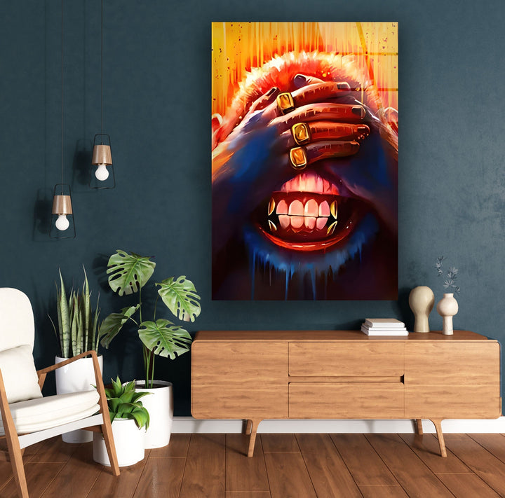 Monkey with Eyes Closed Glass Wall Art picture on glass wall art, photos printed on glass
