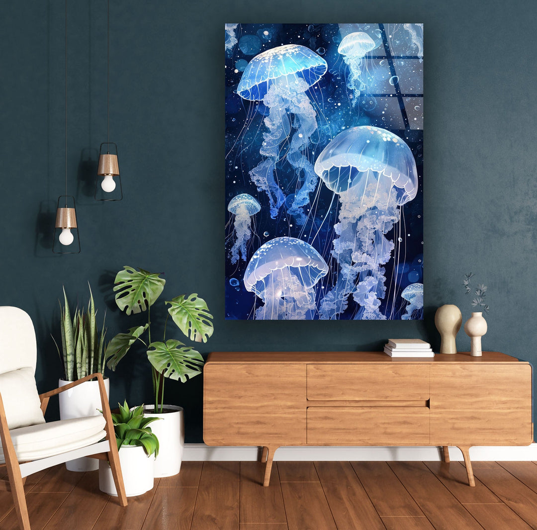 Arctic Jellyfishes Glass Wall Art Glass Printing Wall Art, Print photos on glass
