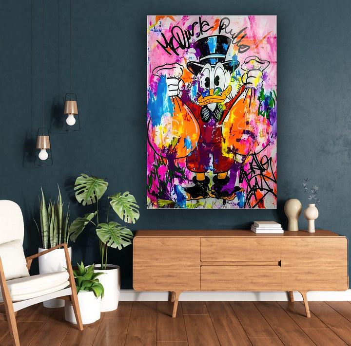 Donald Duck Pop Art Glass Wall Art glass art painting, glass art for the Wall
