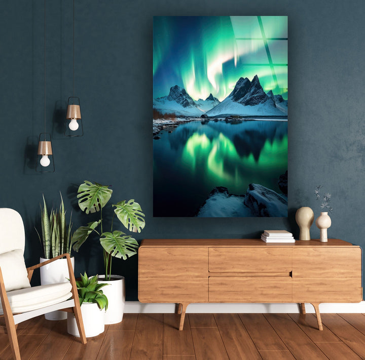 Green Abstract Aurora Borealis Glass Wall Art art glass wall art, glass wall art pictures

