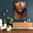 African Woman Face Tempered Glass Wall Art