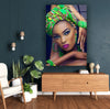 African Woman Tempered Glass Wall Art