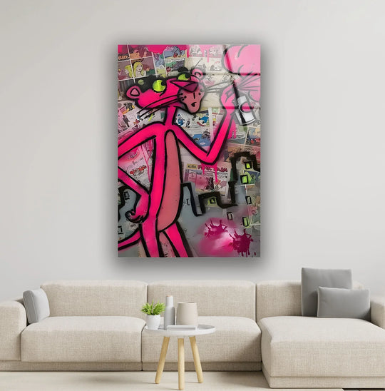Vibrant Pink Street Art Glass Wall Art picture on glass wall art, photos printed on glass
