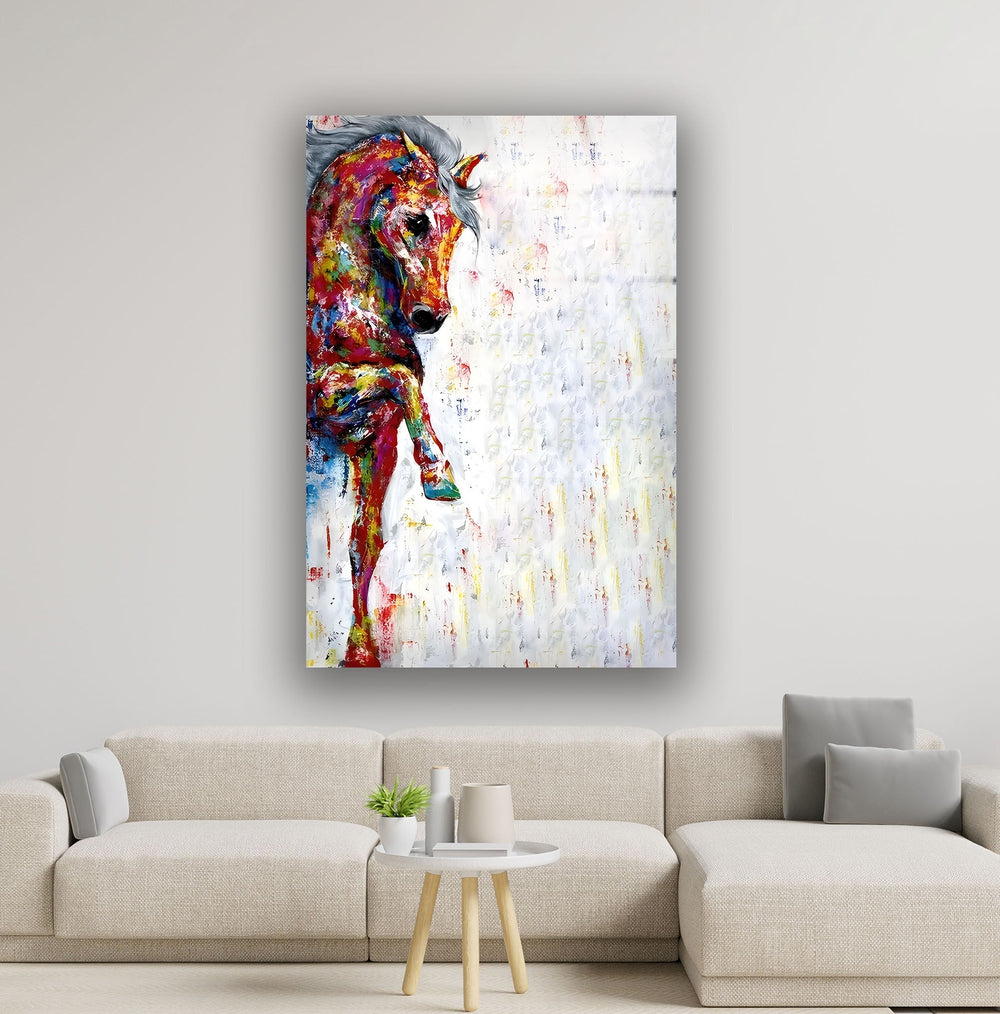 Colored Horse Glass Wall Art stained glass wall art, stained glass wall decor
