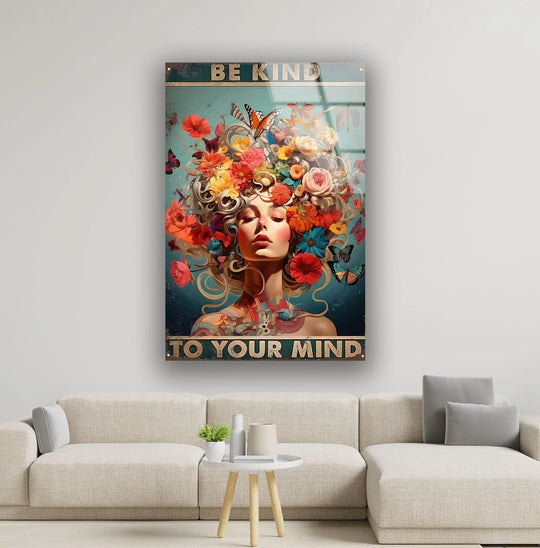 Flower Head Woman Glass Wall Art glass art painting, glass art for the Wall

