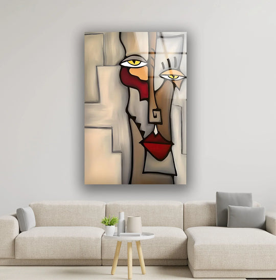 Picasso Abstract Figures Glass Wall Art glass art painting, glass art for the Wall
