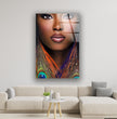 African Woman Face Tempered Glass Wall Art