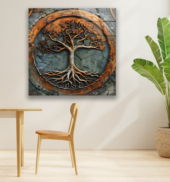 Copper Design Tree Glass Wall Art custom glass photo prints, large glass prints
