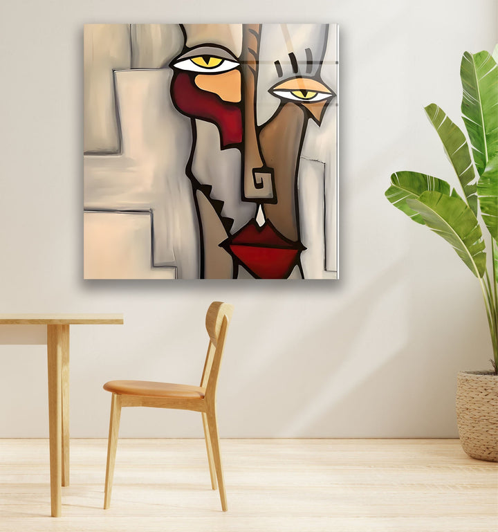 Picasso Abstract Figures Glass Wall Art Glass Printing Wall Art, Print photos on glass
