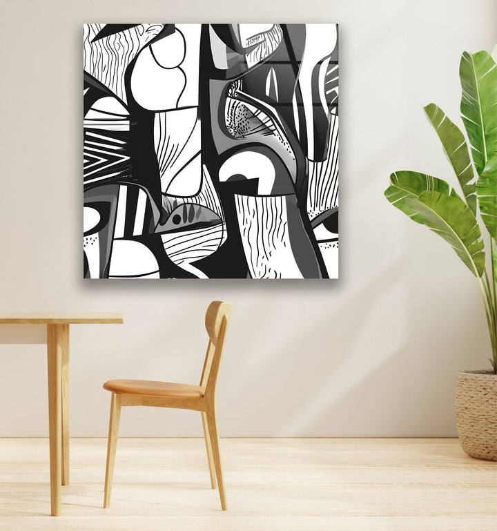 Abstract White & Blue Designs Glass Wall Art photo print on glass, prints on glass wall art
