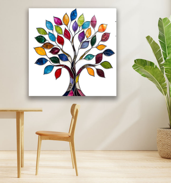 Colored Mosaic Tree of Life Glass Wall Art glass pictures for Wall, glass prints wall art
