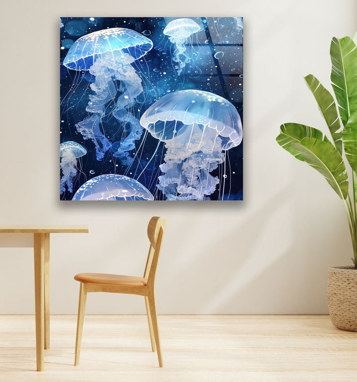 Arctic Jellyfishes Glass Wall Art art glass wall art, glass wall art pictures
