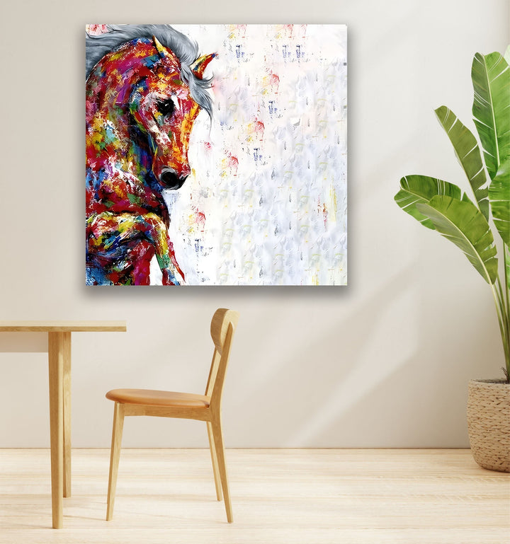 Colored Horse Glass Wall Art Glass Printing Wall Art, Print photos on glass
