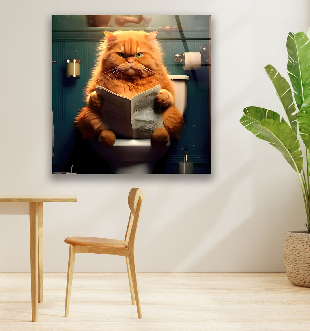 Orange Cat Reading Glass Wall Art stained glass wall art, stained glass wall decor
