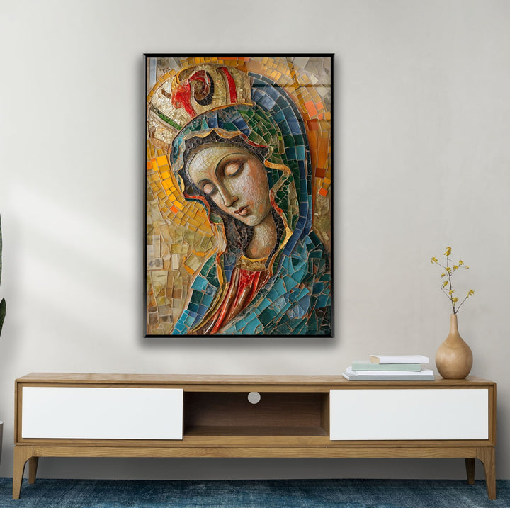 Saint Maria With Mosaic Glass Wall Art glass pictures for Wall, glass prints wall art
