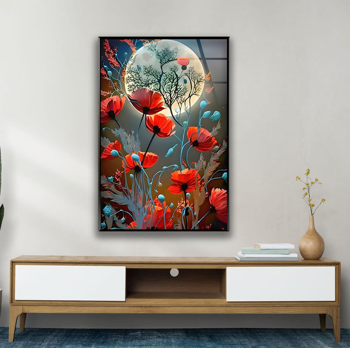 Midnight Colored Flowers Glass Wall Art glass image printing, glass prints from photos
