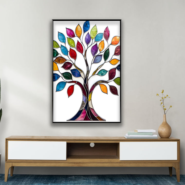 Colored Mosaic Tree of Life Glass Wall Art glass image printing, glass prints from photos
