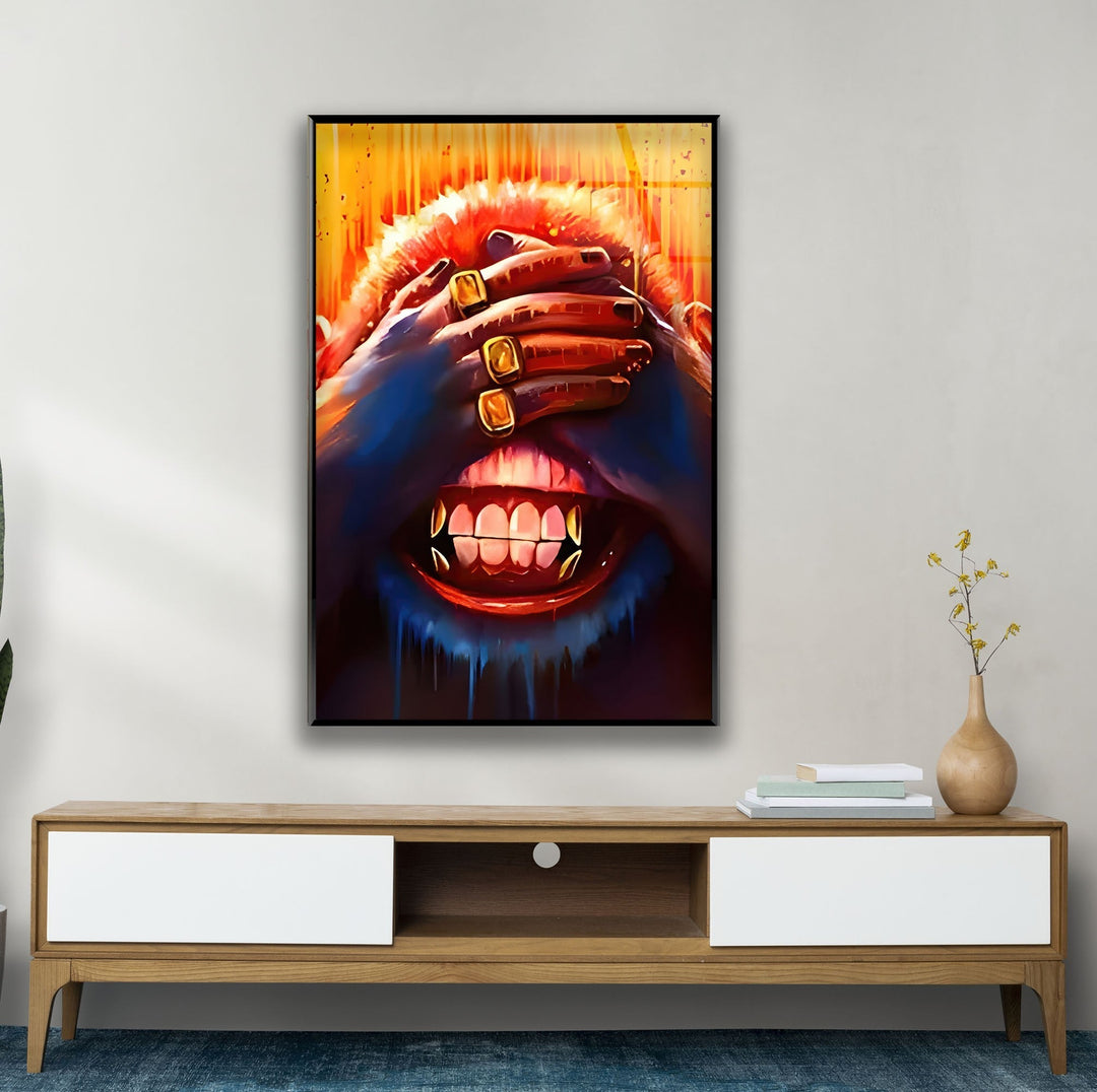 Monkey with Eyes Closed Glass Wall Art large glass photo prints, glass wall photos
