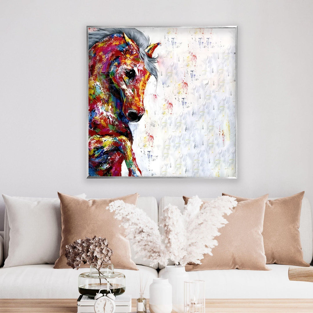 Colored Horse Glass Wall Art glass art painting, glass art for the Wall
