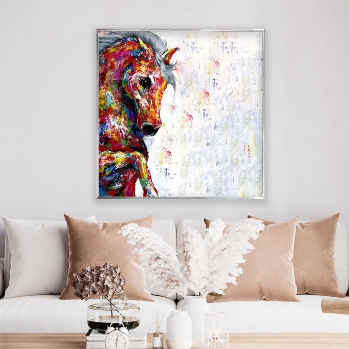 Colored Horse Glass Wall Art glass art painting, glass art for the Wall
