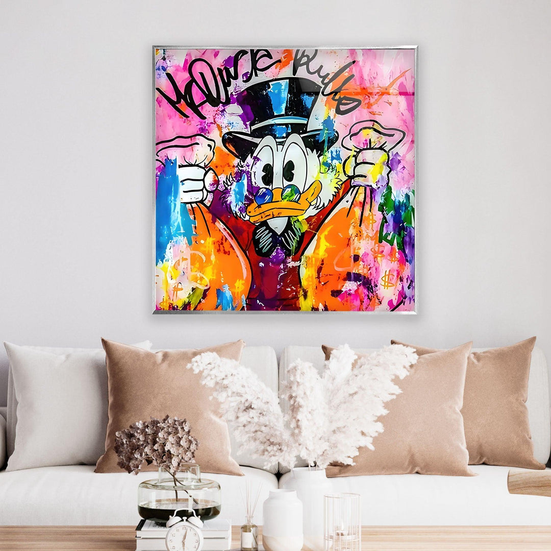 Donald Duck Pop Art Glass Wall Art glass pictures for Wall, glass prints wall art
