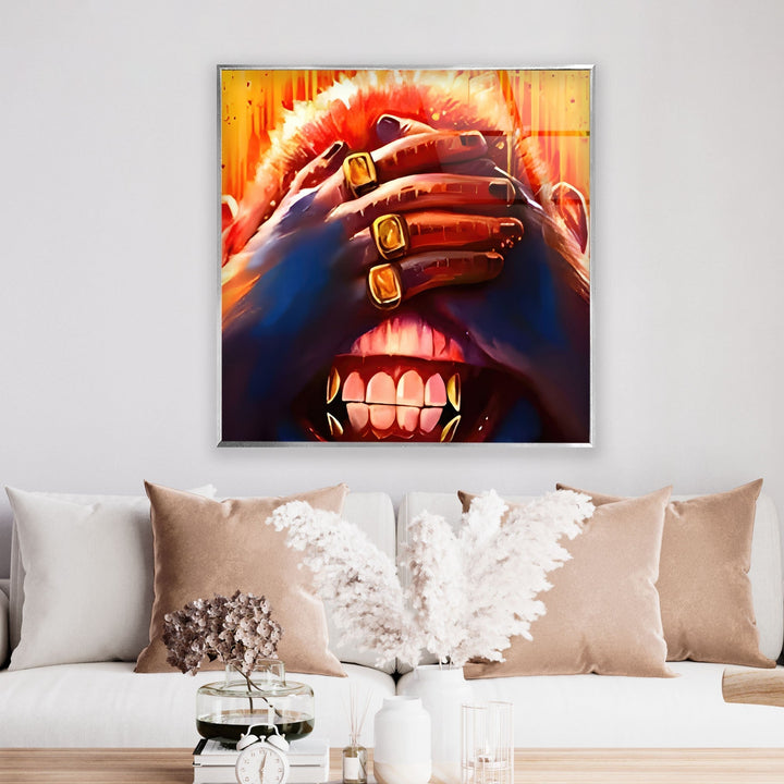 Monkey with Eyes Closed Glass Wall Art photo print on glass, prints on glass wall art
