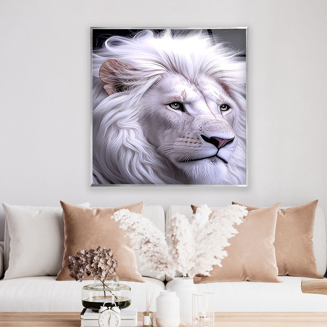 White King Lion Glass Wall Art stained glass wall art, stained glass wall decor
